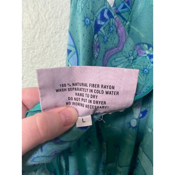 Rainbow Jo Women's Blue Patterned Sleeveless Dress Size Large - Picture 9 of 10